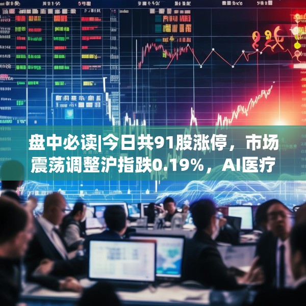 盘中必读|今日共91股涨停，市场震荡调整沪指跌0.19%，AI医疗概念全天强势