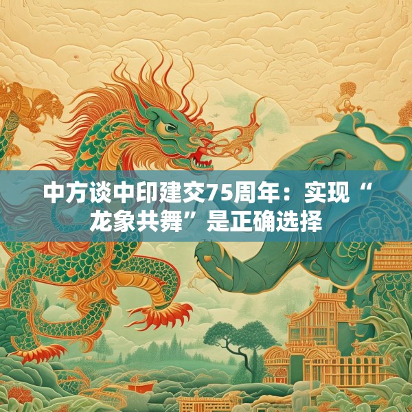 中方谈中印建交75周年：实现“龙象共舞”是正确选择