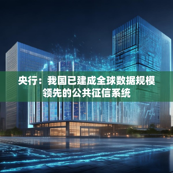 央行：我国已建成全球数据规模领先的公共征信系统
