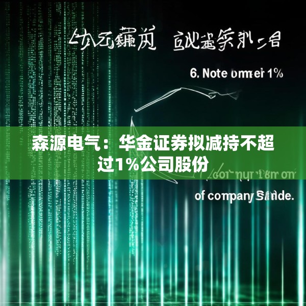 森源电气：华金证券拟减持不超过1%公司股份
