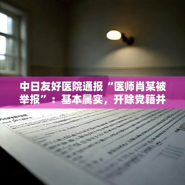 中日友好医院通报“医师肖某被举报”：基本属实，开除党籍并解聘