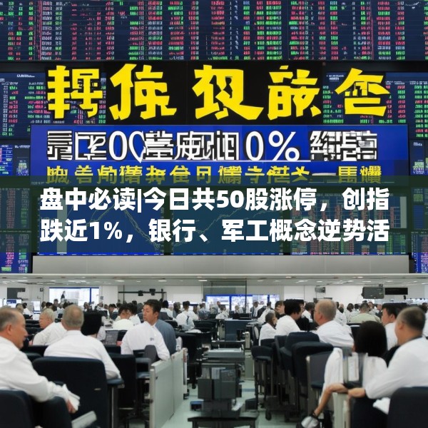 盘中必读|今日共50股涨停，创指跌近1%，银行、军工概念逆势活跃