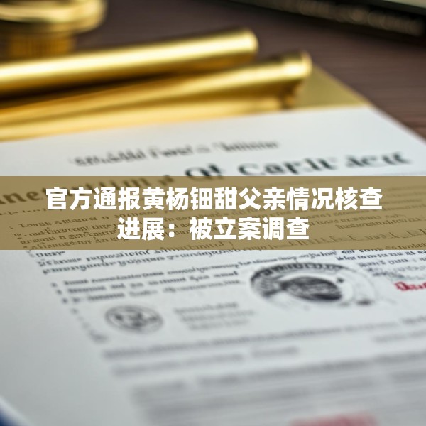 官方通报黄杨钿甜父亲情况核查进展：被立案调查