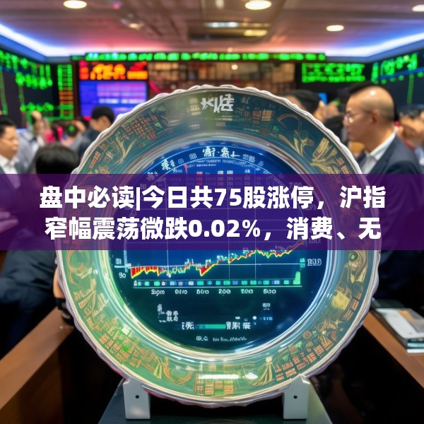盘中必读|今日共75股涨停，沪指窄幅震荡微跌0.02%，消费、无人物流概念逆势大涨