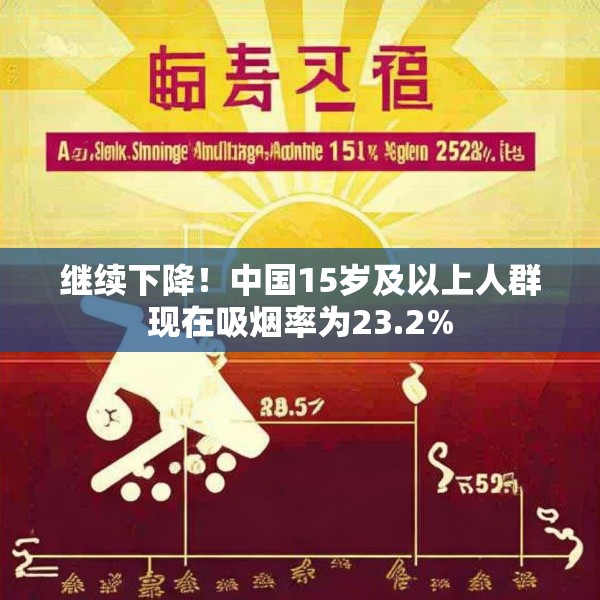 继续下降！中国15岁及以上人群现在吸烟率为23.2%