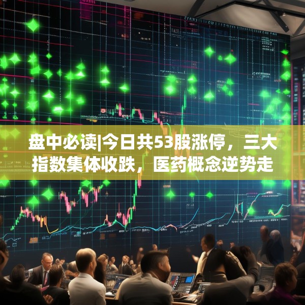 盘中必读|今日共53股涨停，三大指数集体收跌，医药概念逆势走高