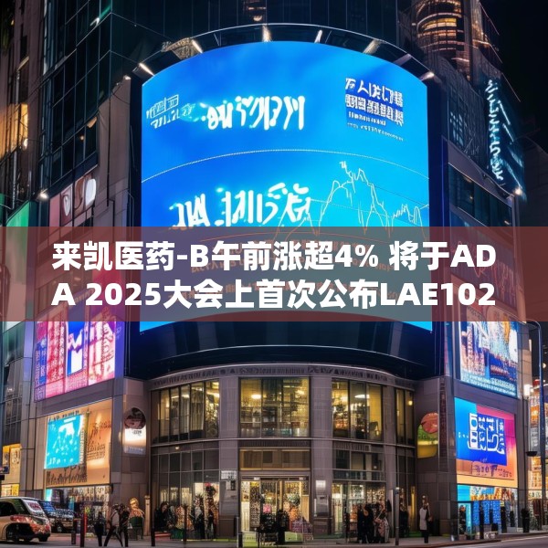 来凯医药-B午前涨超4% 将于ADA 2025大会上首次公布LAE102的人体临床数据