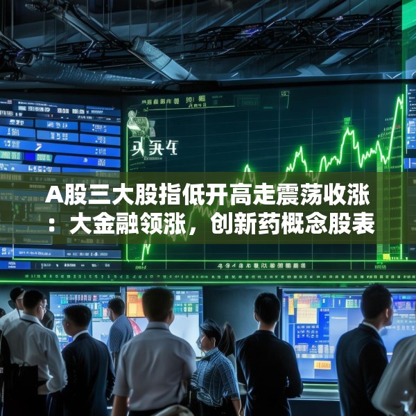 A股三大股指低开高走震荡收涨：大金融领涨，创新药概念股表现活跃
