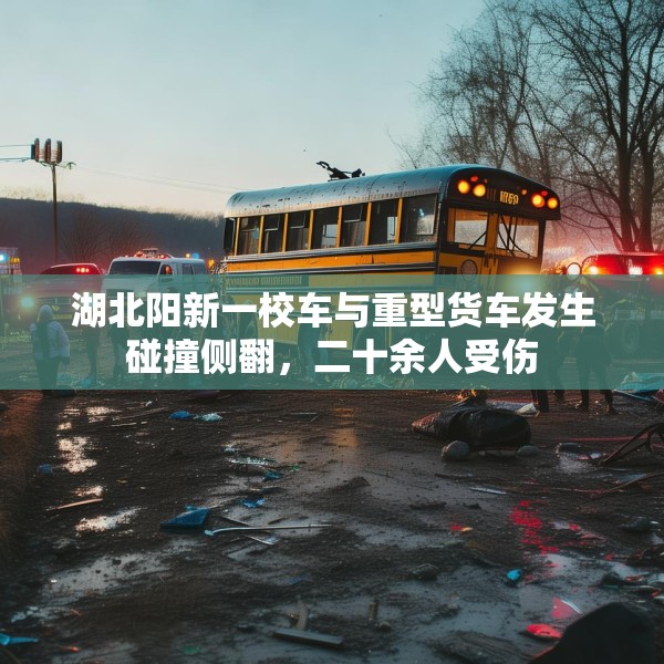 湖北阳新一校车与重型货车发生碰撞侧翻，二十余人受伤