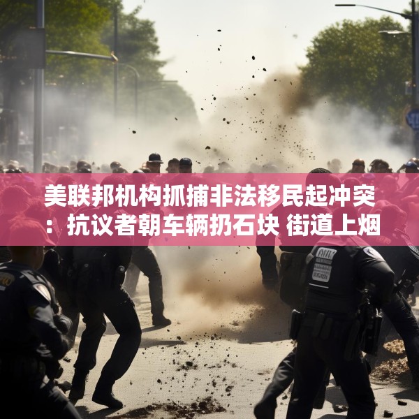 美联邦机构抓捕非法移民起冲突：抗议者朝车辆扔石块 街道上烟雾弥漫